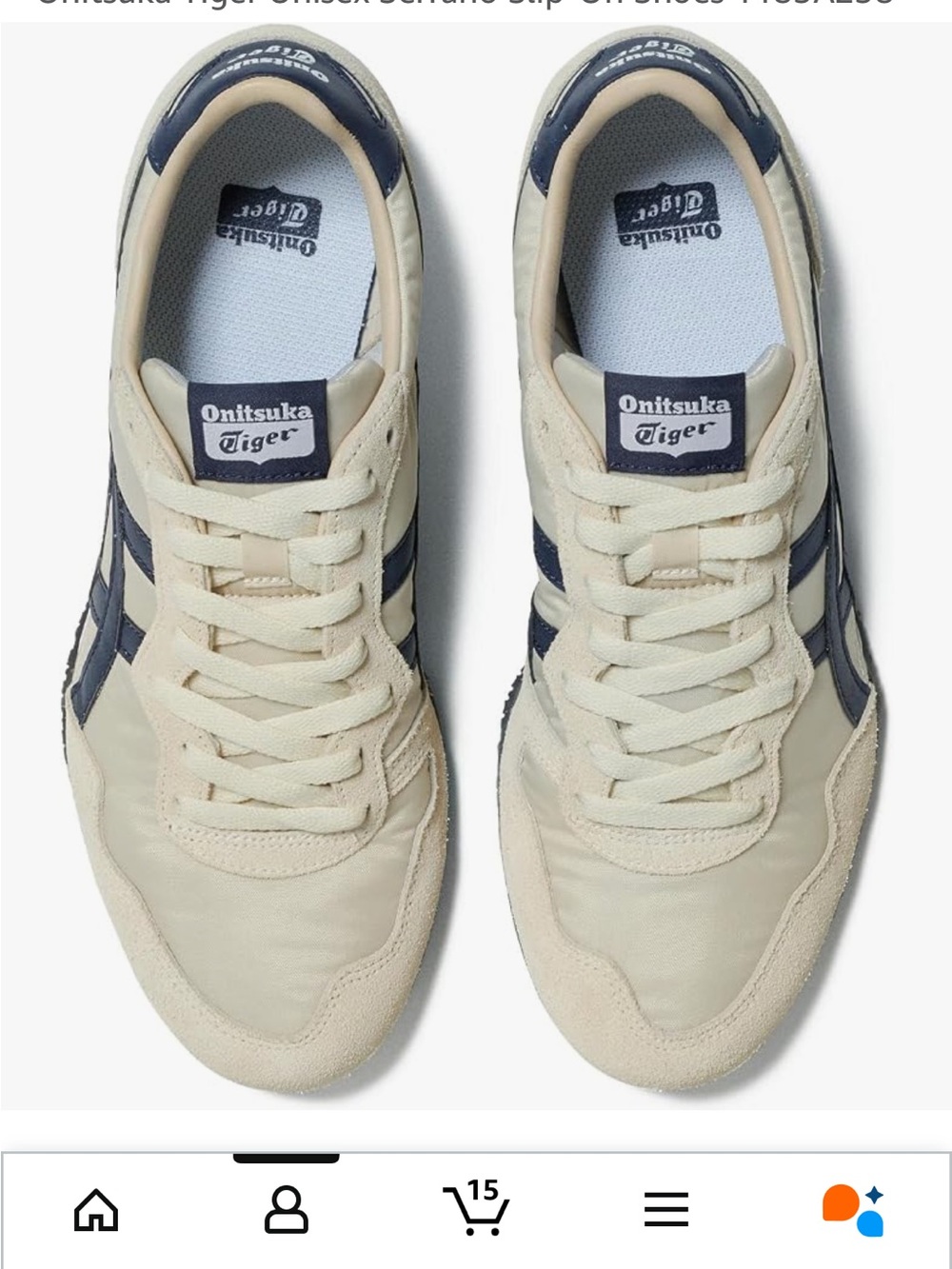 Onitsuka Tiger by Asics Women’s Serrano Slip-On Sneakers in Birch and Peacoat - Picture 7 of 14